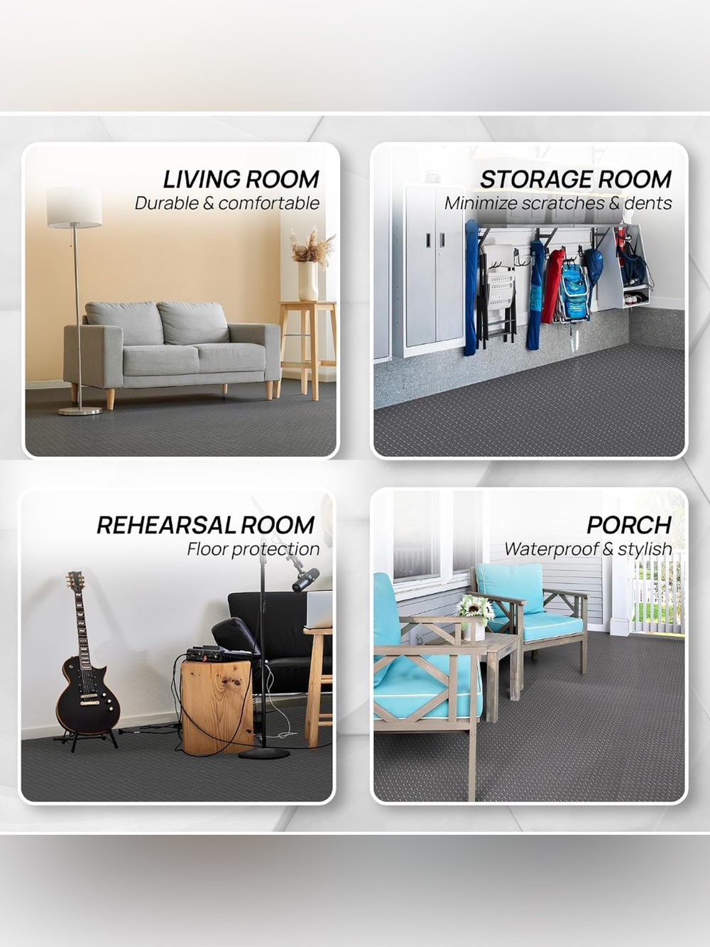 Gray Interlocking Cushioned Foam Floor Tiles Padding Comfort Playroom Relaxing - Picture 11 of 12